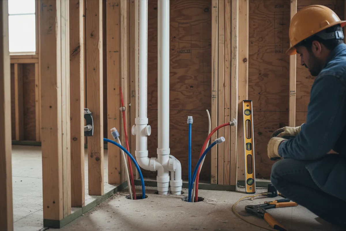 Drain and supply rough-in during Leak Detection in Whitehouse